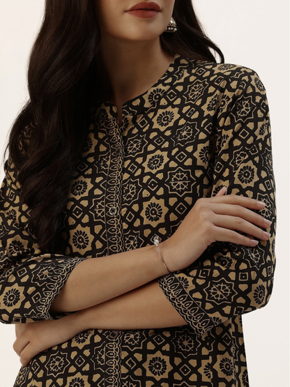 Black Jaal Printed A - Line Kurta