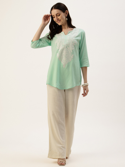 Mint Embroidered Ethnic Tunic