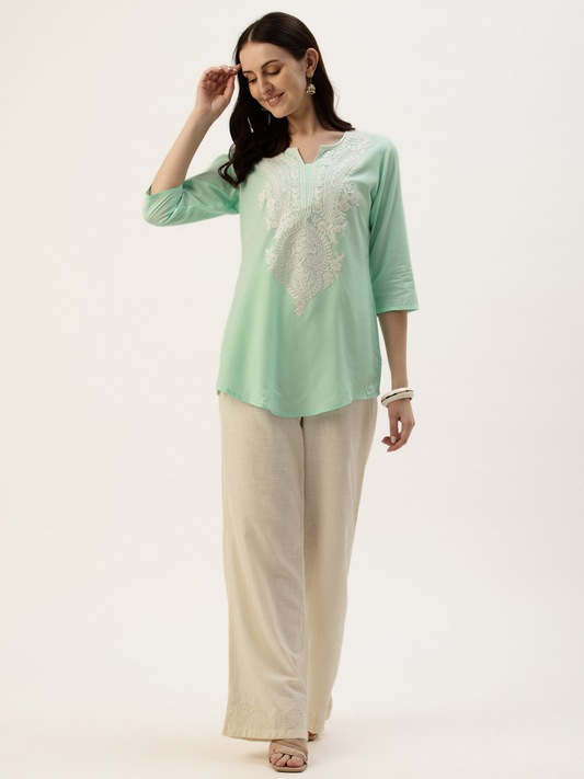 Mint Embroidered Ethnic Tunic