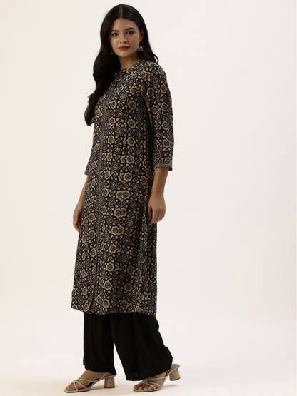 Black Jaal Printed A - Line Kurta