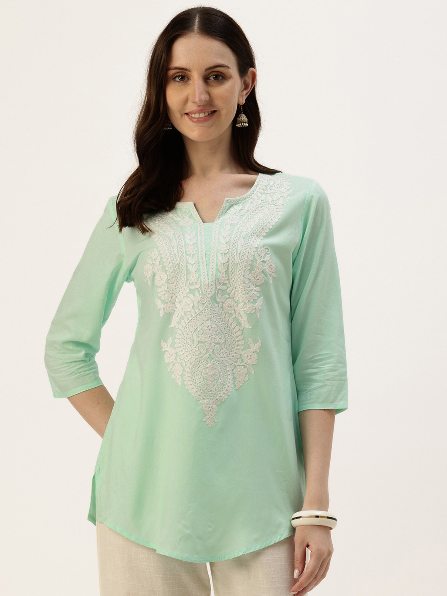 Mint Embroidered Ethnic Tunic