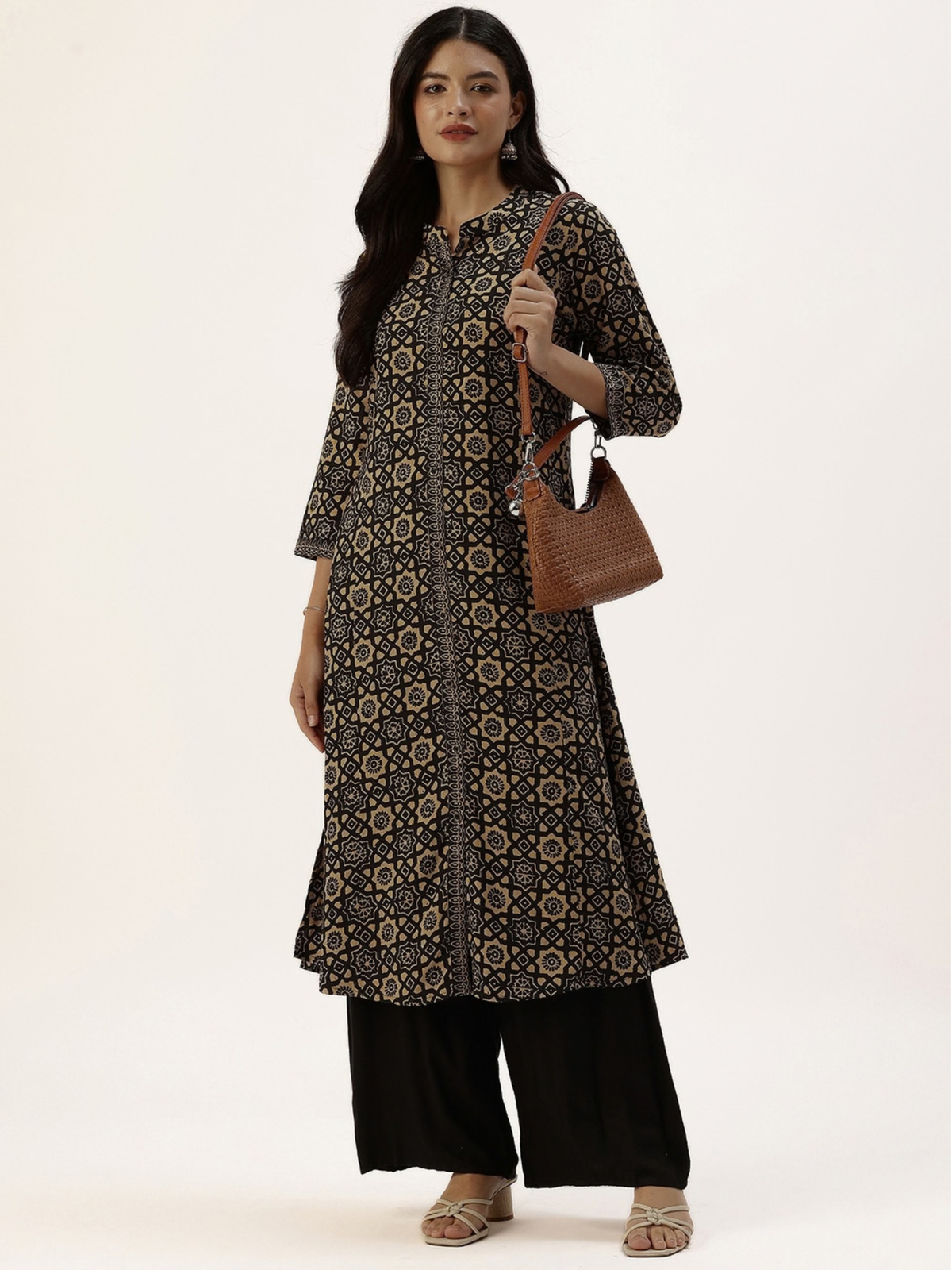 Black Jaal Printed A - Line Kurta