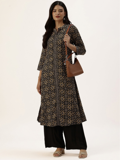 Black Jaal Printed A - Line Kurta