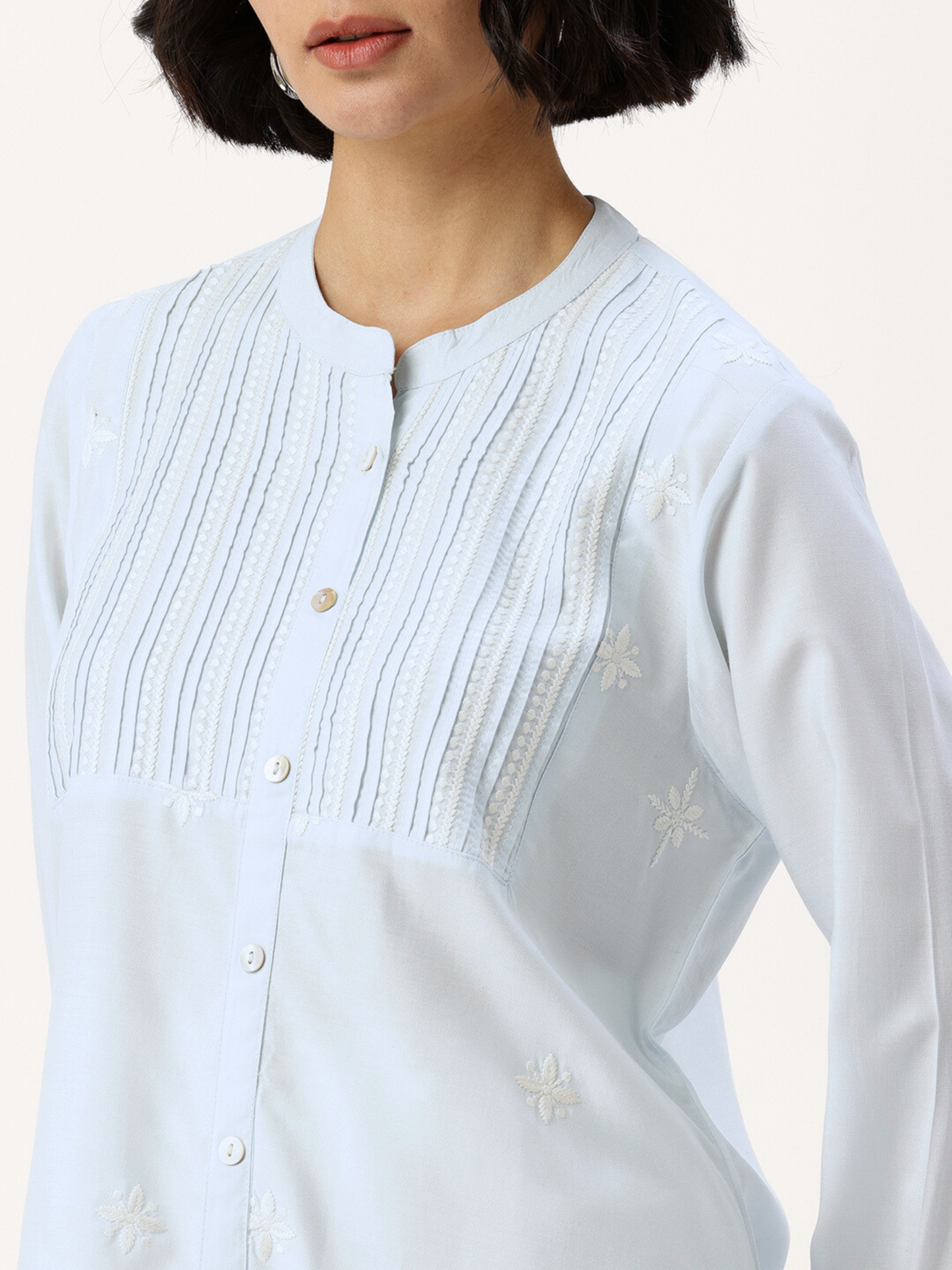 Blue Floral Embroidered Tunic