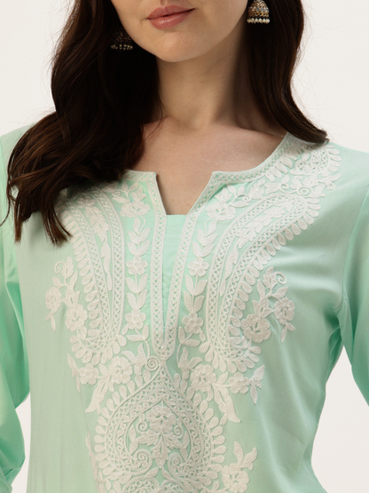 Mint Embroidered Ethnic Tunic