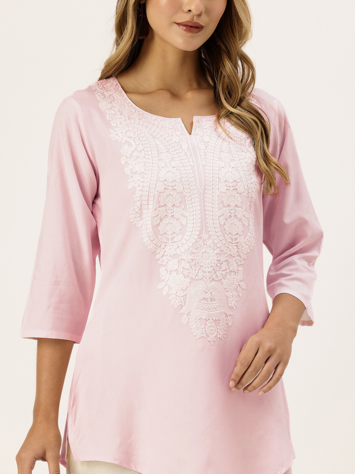Pink Embroidered Ethnic Tunic