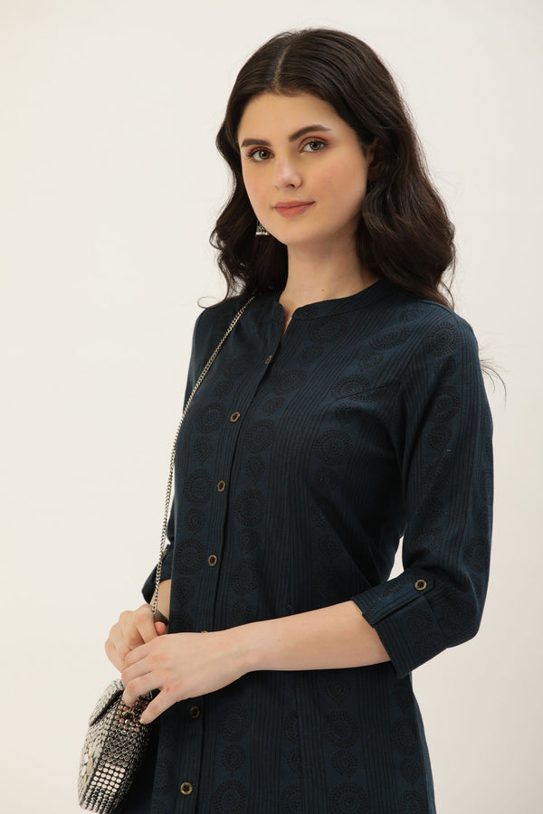 Blue Ethnic Motifs Printed Kurta