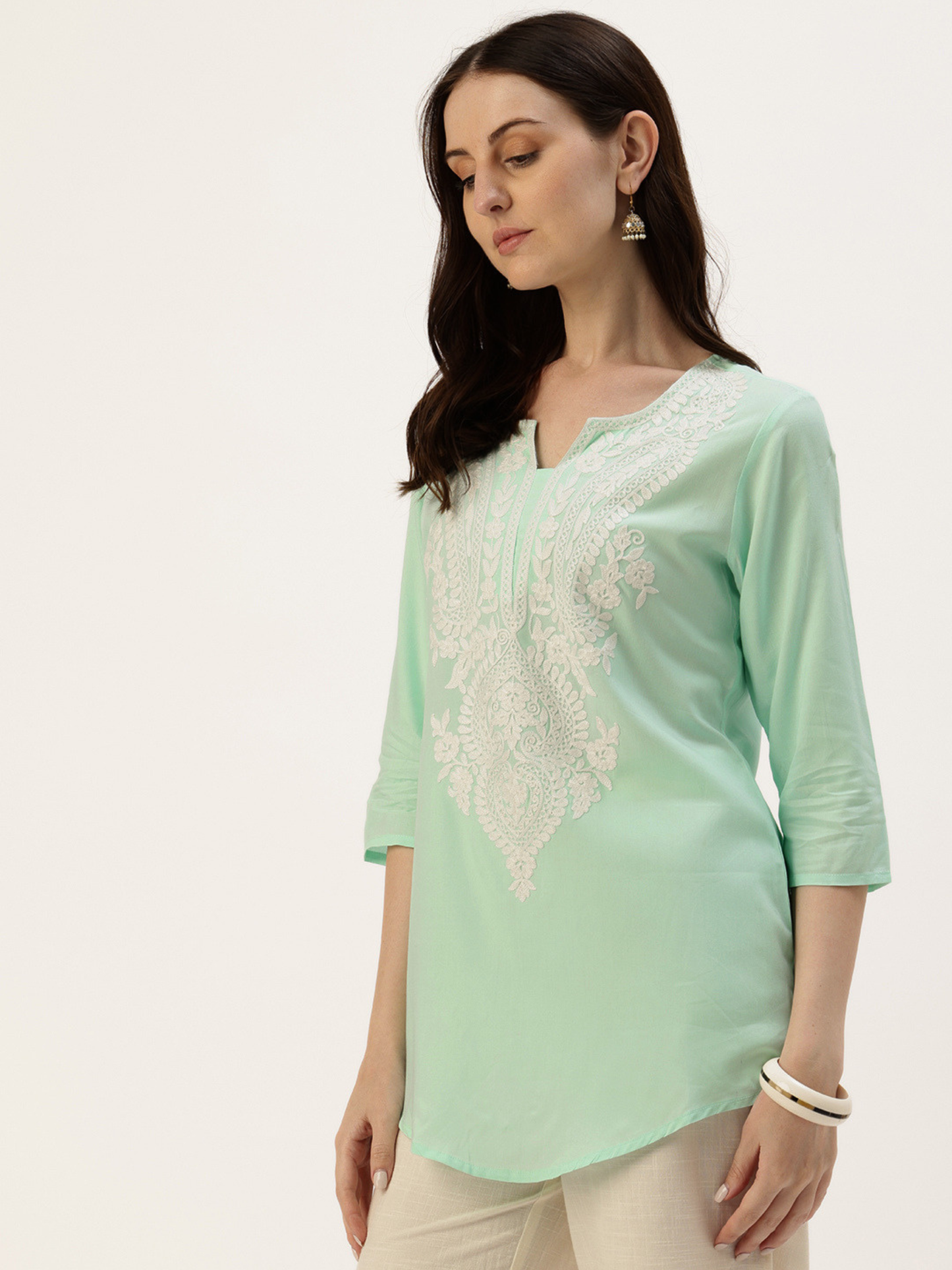 Mint Embroidered Ethnic Tunic