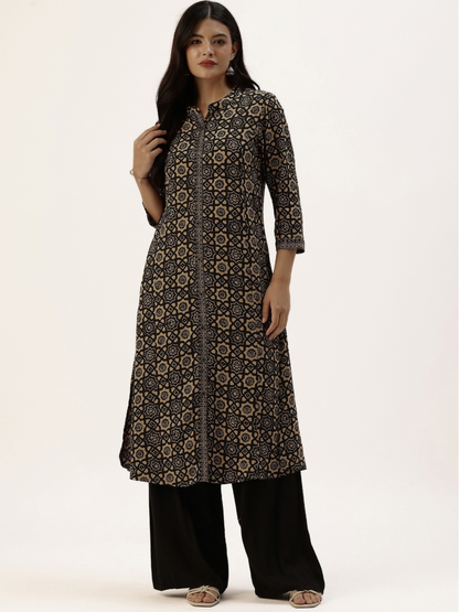 Black Jaal Printed A - Line Kurta