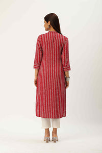 Red Geometric Printed Kurta