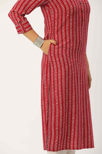 Red Geometric Printed Kurta