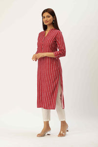 Red Geometric Printed Kurta