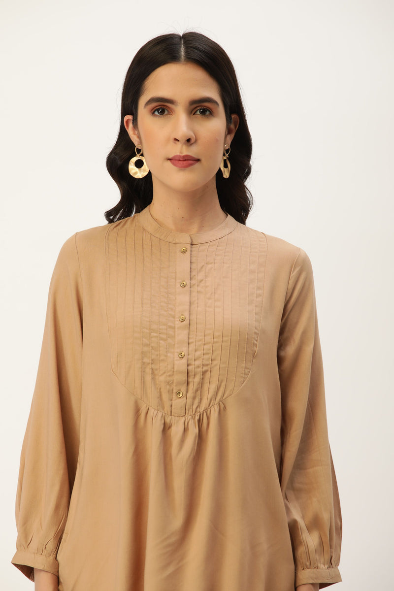 Viscose Rayon Mandarin Collar Tunic