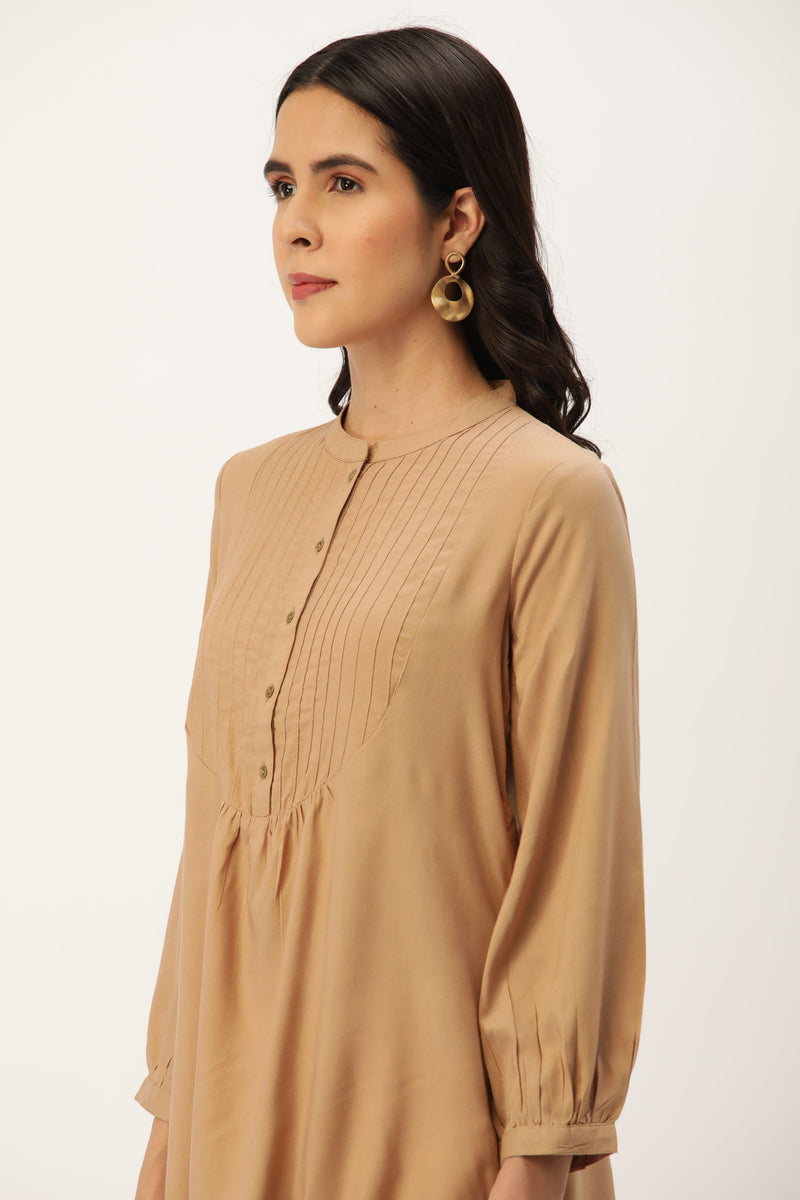 Viscose Rayon Mandarin Collar Tunic