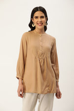 Viscose Rayon Mandarin Collar Tunic
