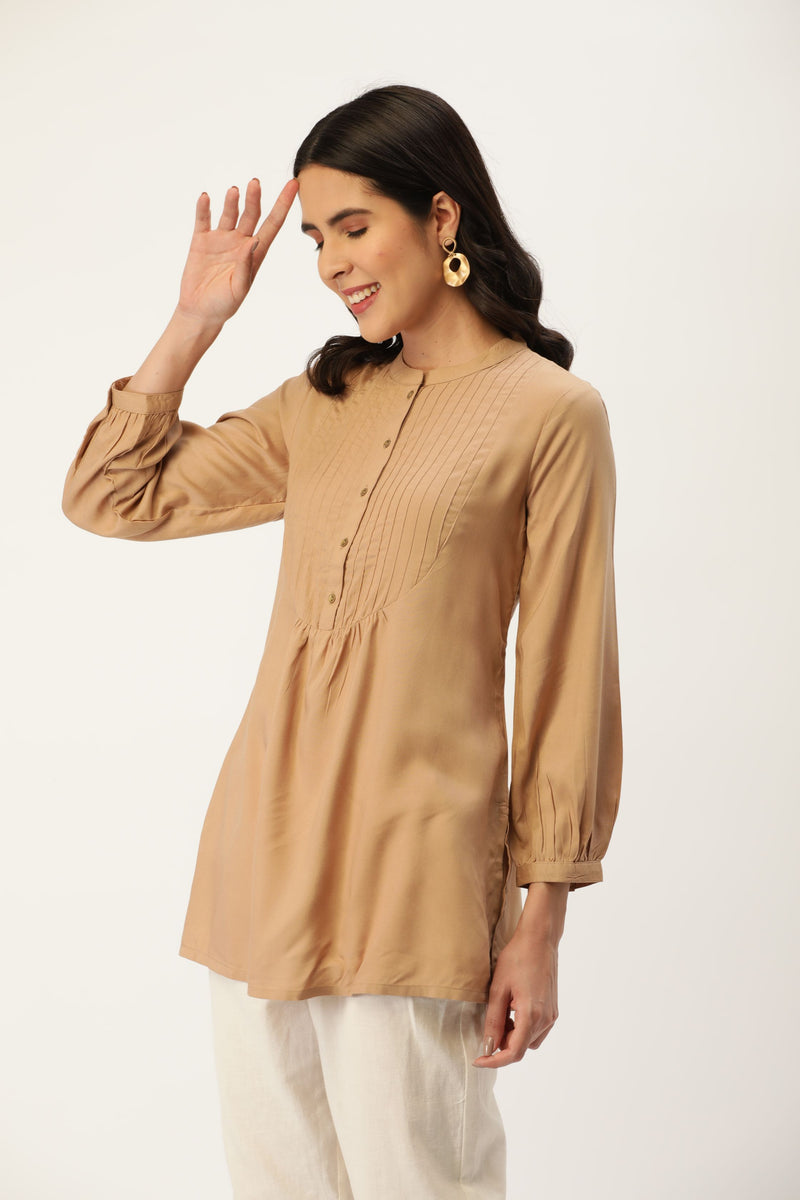 Viscose Rayon Mandarin Collar Tunic