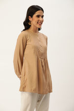 Viscose Rayon Mandarin Collar Tunic