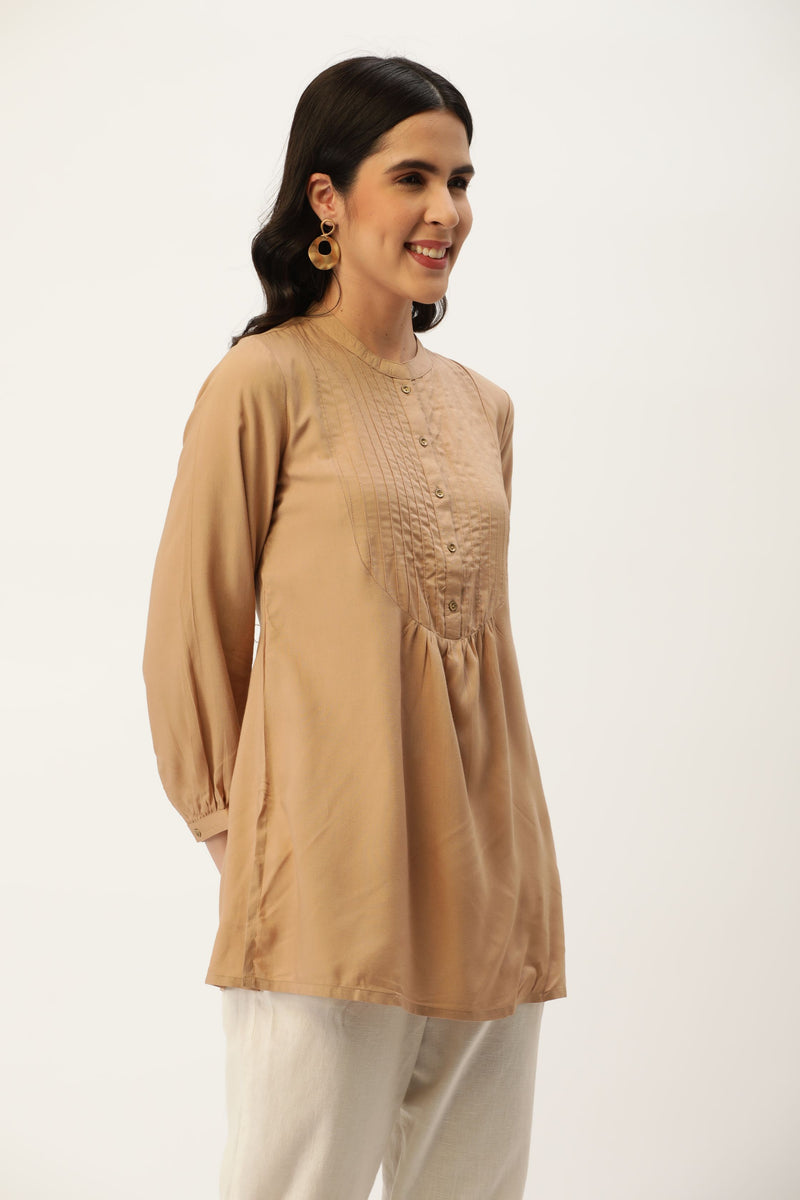 Viscose Rayon Mandarin Collar Tunic