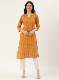 Yellow  Floral Printed Kurta