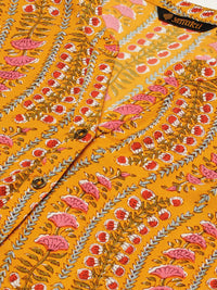 Yellow  Floral Printed Kurta