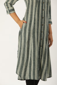 Green Printed A-Line Kurta