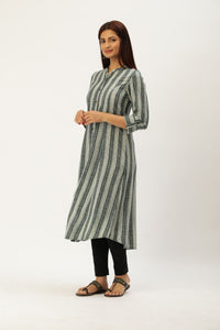 Green Printed A-Line Kurta