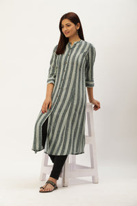 Green Printed A-Line Kurta