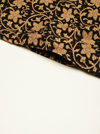 Black & Brown Floral Printed Rayon Kurta