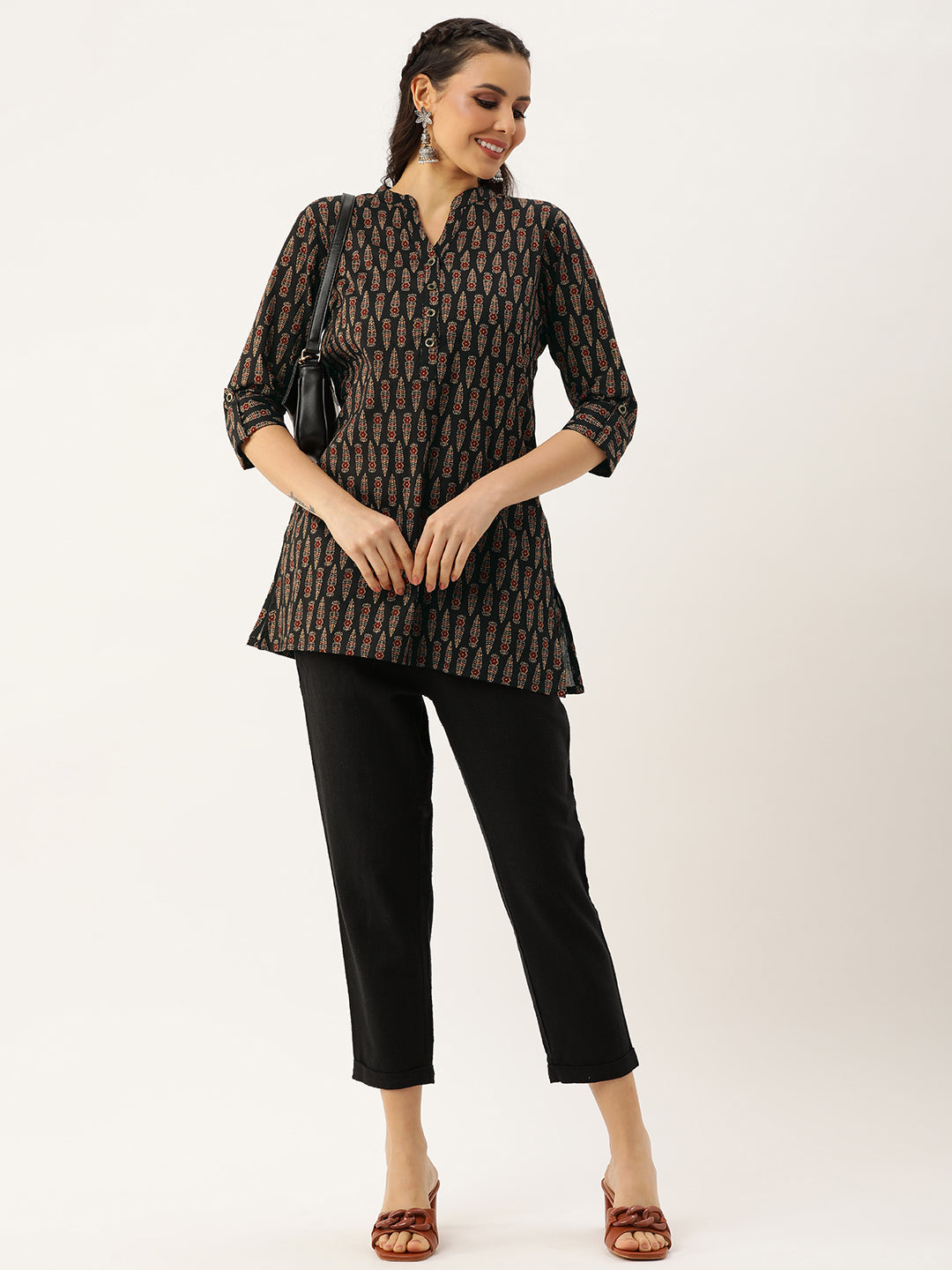 Black Ethnic Printed Tunic