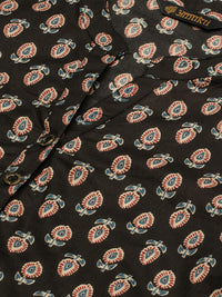 Black Mandarin Collar Printed Tunic