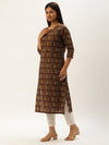 Maroon & Beige Paisley Printed Straight  Kurta