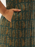 Green & Beige Paisley Printed Straight  Kurta