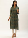 Green & Beige Paisley Printed Straight  Kurta