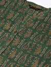 Green & Beige Paisley Printed Straight  Kurta
