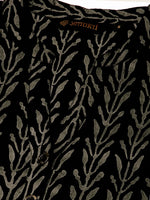 Black & Grey Floral Printed Straight Kurta