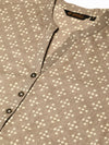 Grey Printed Straight  Kurta