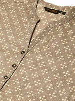 Grey Printed Straight  Kurta