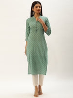 Greean Bandhani Printed Straight Kurta