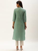 Greean Bandhani Printed Straight Kurta