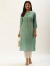 Greean Bandhani Printed Straight Kurta