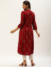 Red  Floral Printed A-Line Kurta