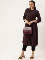 Wine Abstract Printed Kurta