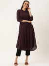 Wine Abstract Printed Kurta