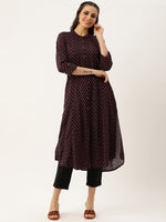 Wine Abstract Printed Kurta