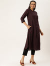Wine Abstract Printed Kurta