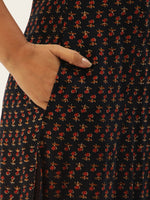Blue Floral Printed A-Line Kurta