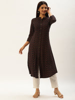 Blue Floral Printed A-Line Kurta