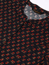Blue Floral Printed A-Line Kurta