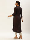 Blue Floral Printed A-Line Kurta