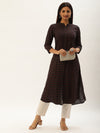 Blue Floral Printed A-Line Kurta